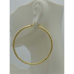 10k Solid Yellow Gold big Large High Polished hoop Earrings. 55mm x 3MM
